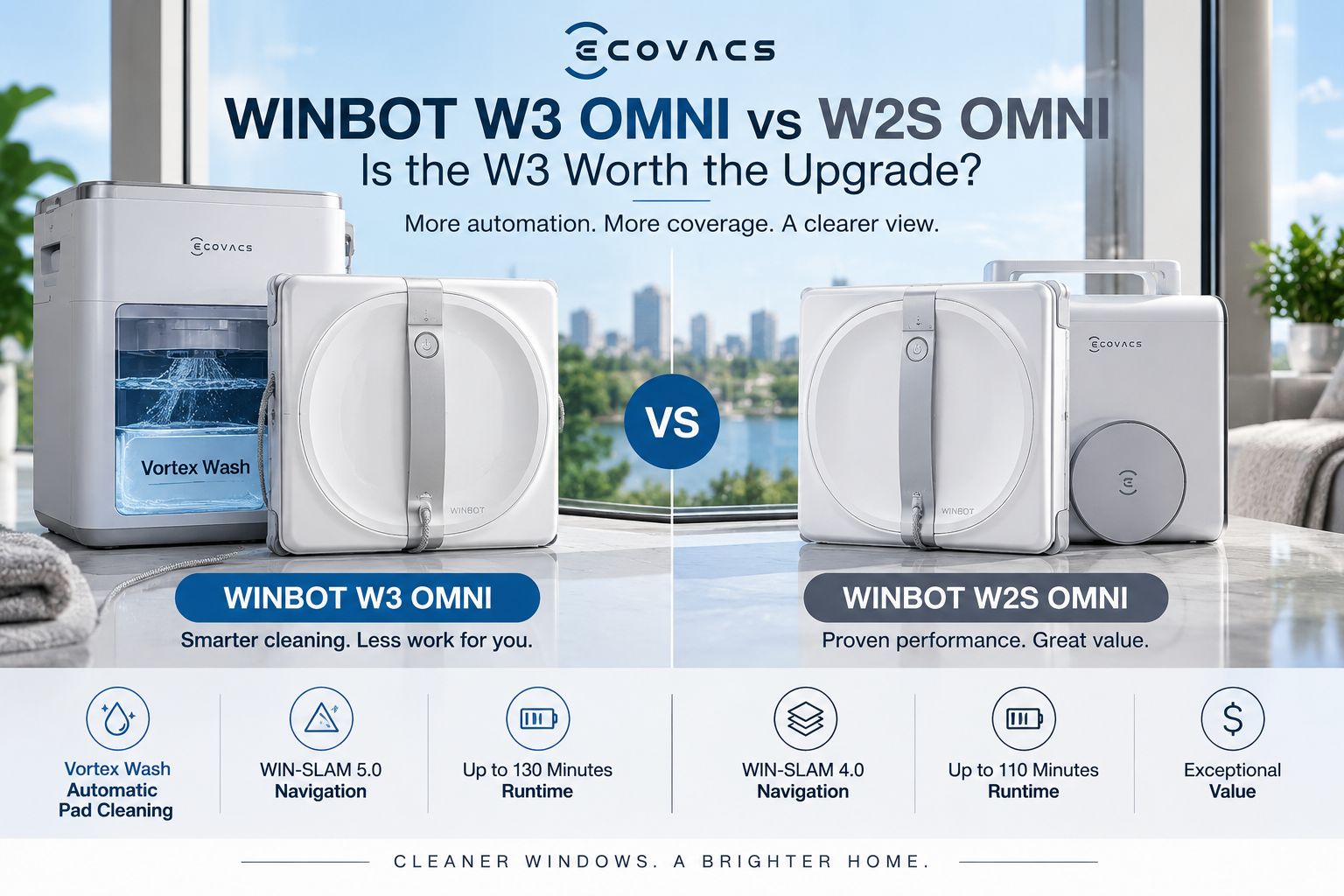 ECOVACS WINBOT W3 OMNI vs W2S OMNI: Is the W3 Worth the Upgrade?