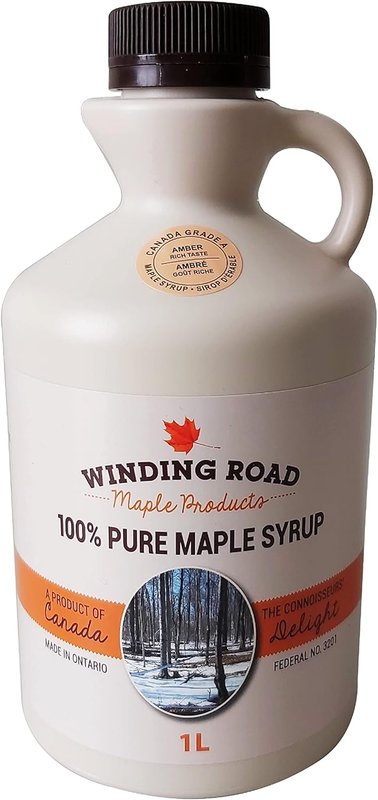 Award Winning 100% Pure Canadian Maple Syrup Grade-A Amber from Elmira Ontario: 4 Generations Locally Harvested & Produced, Vegan Friendly, Gluten-Free like all other maple syrup, No Preservatives, Additives or Artificial Flavours, Authentic Natural Taste 1L