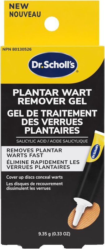 Dr. Scholl's Plantar Wart Remover Gel, 9.35 g (0.33 oz) // Fast Drying Gel Removes Plantar Warts Quickly - 16 Cover Up Discs Included to Conceal Warts During Treatment