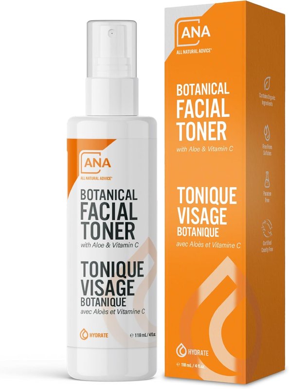 All Natural Advice Botanical Facial Toner, 118 mL with Organic Fruit Extracts, Vitamin C, Provitamin B5, Niacinamide & Aloe | Hydrating Face Mist & Pore Minimizer | Canadian Skin Care