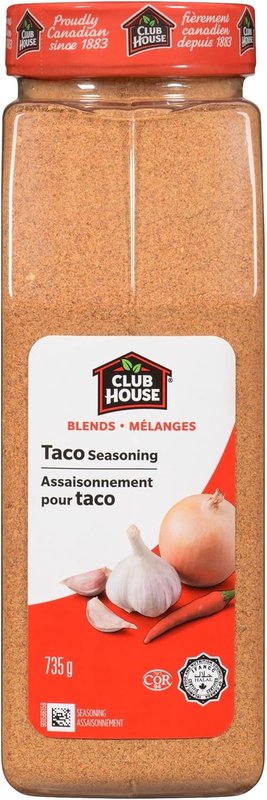 Club House, Quality Natural Herbs and Spices, Taco Seasoning, 735g