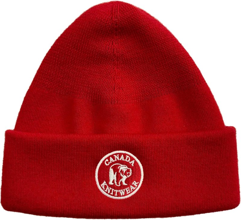 Canada Knitwear Merino Wool Toque Disc Logo Beanie Hats for Women Men Winter Hat Classic Cuff Cap Women's Canadian Beanies Red