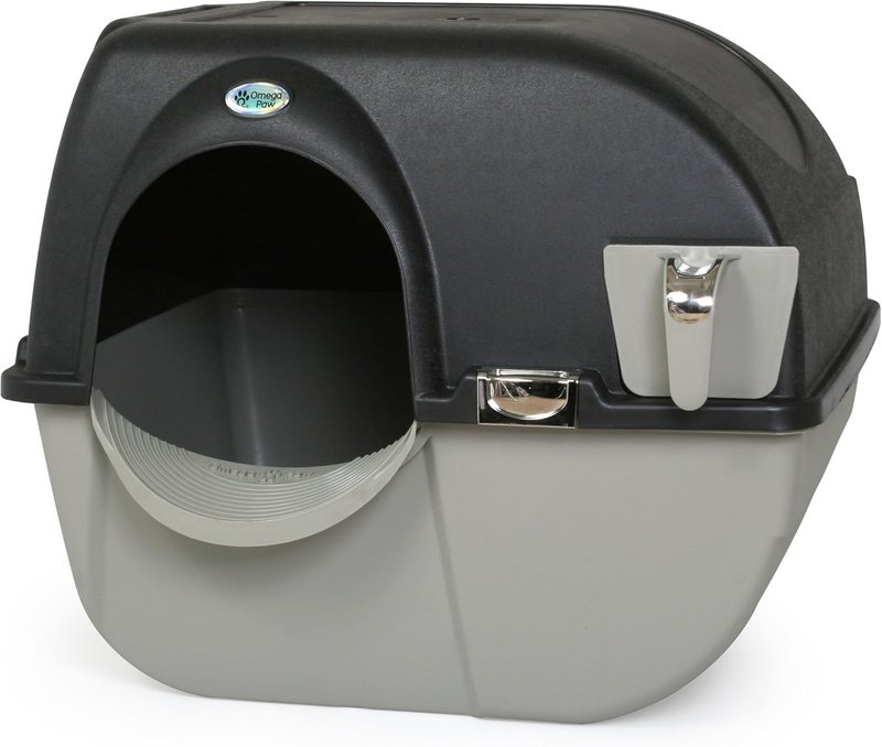 Omega Paw EL-RA15-1 Elite Roll 'n Clean Litter Box, Regular, Midnight Black