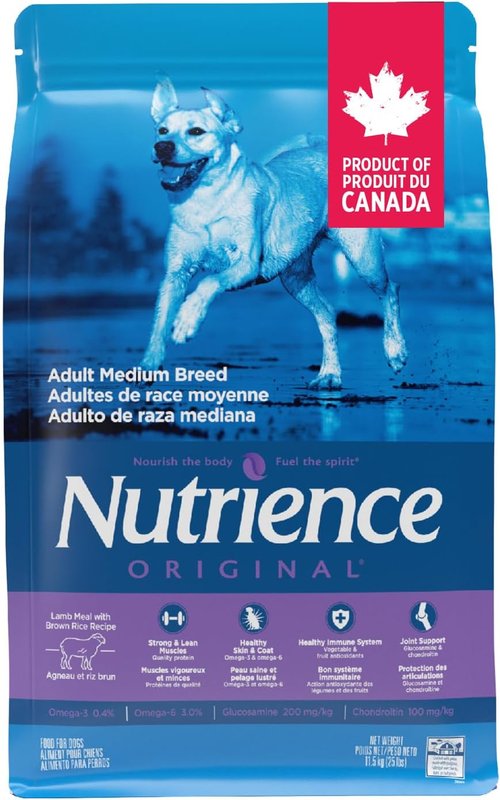 Nutrience Original Adult Medium Breed Dog Food, Lamb Meal with Brown Rice, 11.5 kg (25 lb)