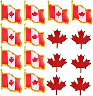 Naisfei 16pcs Canada Flag Pins,Metal Canadian Flag Pin Red Maple Leaf Pin Souvenir,Canadian National lapel Badge Patriotic Canada Brooch Pin Jewelry Gift