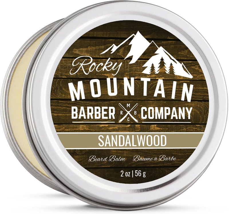 Men’s Sandalwood Beard Balm Made in Canada Featuring Beeswax, Shea Butter, Coconut Oil and Real Sandalwood Essential Oil By Rocky Mountain Barber Company