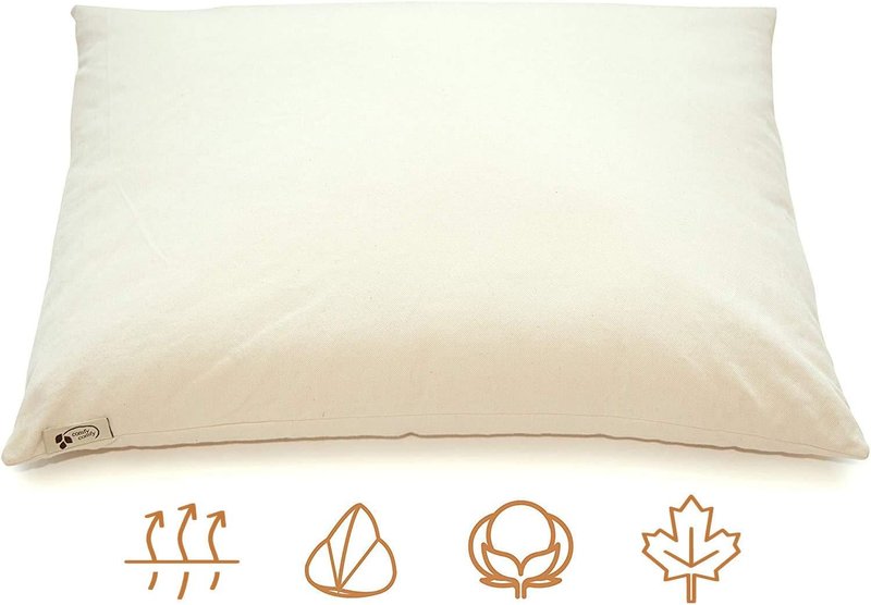 ComfyComfy Organic Buckwheat Hull Pillow (14" x 21") | Neck Support for Back & Side Sleepers | Extra 1lb Hulls | Made in Canada