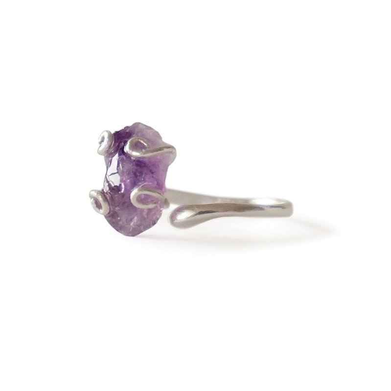 NEW Designs by Nature Gems Raw Amethyst Ring, February Birthstone Jewelry, Adjustable Ring, Sterling Silver, Genuine Raw Crystal, Handmade in Canada