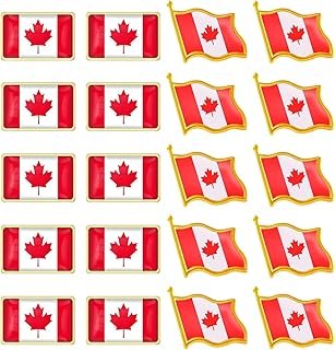LRNESTO 20 Pcs Canadian Flag Pins Canada Flag Lapel Pin Metal for Travel Small Brooches Souvenirs Gifts for Women Men National Day