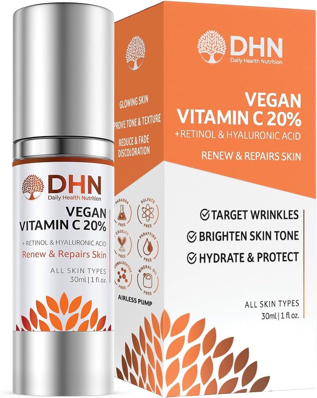 Pure Vitamin C 20% Face Cream with 1% Light Stabalized Retinol & Facial Hyaluronic Acid. An anti-aging, anti-wrinkle formula that promotes glowing skin, hydrates & helps even out skin tone & texture. Made in Canada