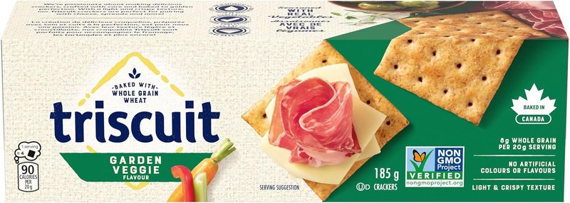 TRISCUIT, Garden Vegetable Crackers, Light and Crispy Texture, 185 g, Baked in Canada