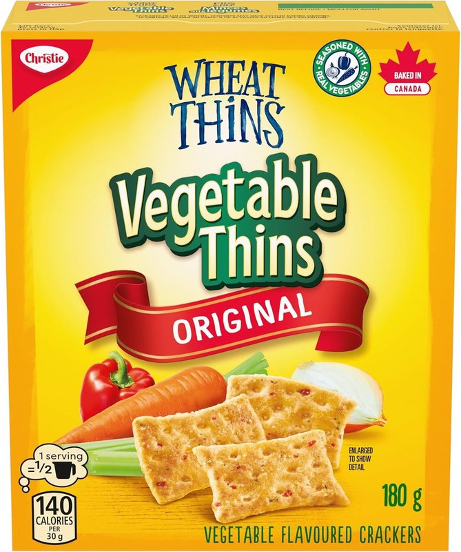 Wheat Thins Vegetable Thins Crackers, 180 g, Baked in Canada