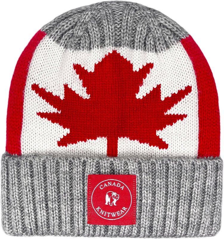 Canada Knitwear Canada Flag Toque Hat Maple Leaf Beanie Scarf Winter for Women Men Skull Canadian Themed Knit Souvenir Gift Gray