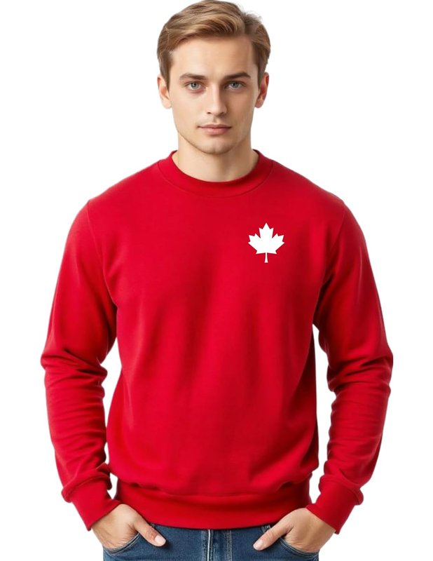 Mens Canada Shirt, Custom Handmade Canada Day Maple Leaf Shirt for Men L3 (Crewneck Fleece, Red, XXL) XXL Crewneck Fleece Red