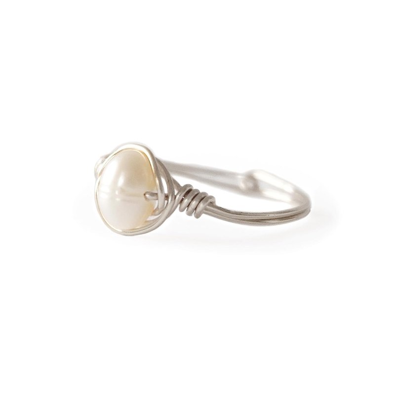 NEW Real Pearl Ring by Designs by Narture Gems, June Birthstone Ring, Simple Dainty Ring, Silver, Gold, Handmade in Canada (sterling-silver, 6) sterling-silver 6