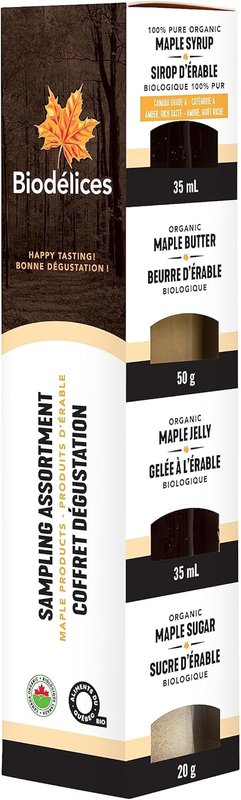 Biodelices Organic Maple Syrup, Maple Butter, Maple Jelly, and Maple Sugar - 100% Pure Maple Syrup - Tasting Pack - Elite Artisan, Natural and Authentic