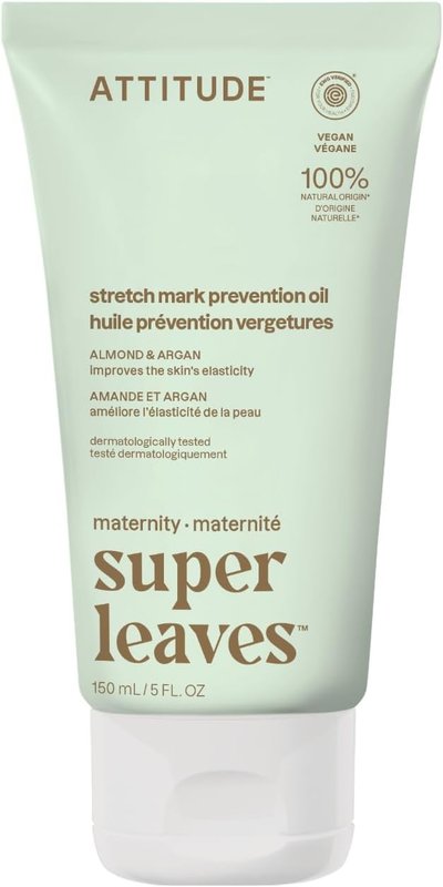 ATTITUDE Pregnancy Stretch Mark Oil, Made in Canada, EWG Verified, Dermatologically Tested, Plant and Mineral-Based, Vegan Maternity Products, Argan Oil, 150 mL 150 ml (Pack of 1)