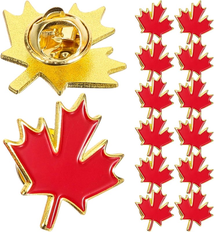 AOKWAWALIY 20pcs Canada Flag Pin Maple Leaf Jewelry Metal Lapel Brooch Pin Canadian Flag Badge Souvenir for Men Women