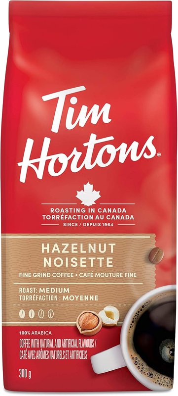 Tim Hortons Hazelnut, Fine Grind Coffee, Medium Roast, 300g Bag Hazelnut Hazelnut 300 g (Pack of 1)