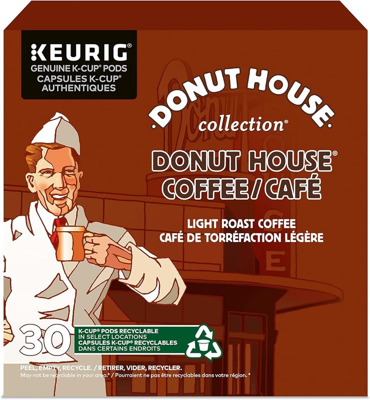 Donut House Collection Light Roast K-Cup Coffee Pods, 30 Count For Keurig Coffee Makers Coffee Unflavored 30 count (Pack of 1)