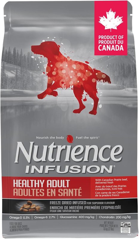Nutrience Infusion Healthy Adult Dog Food Dry, 10 kg (22 lbs), Freeze-Dried Canadian Beef, Dry Dog Food, Nourriture Pour Chien, Manger Pour Chien