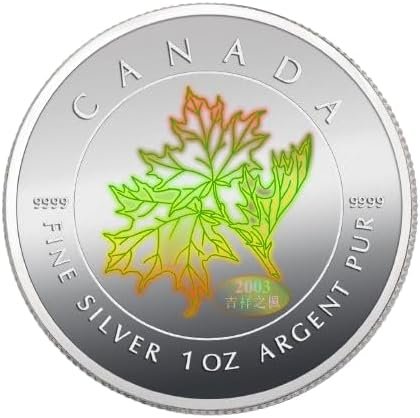 Royal Canadian Mint 2003 $5 Silver Maple Leaf Coin with Hologram Design: Good Fortune