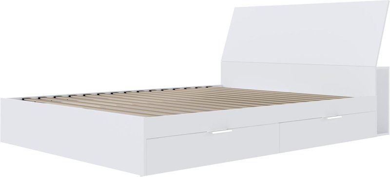 Nexera Porter 2-Piece Dual Storage Bed Set, White, Queen Queen White