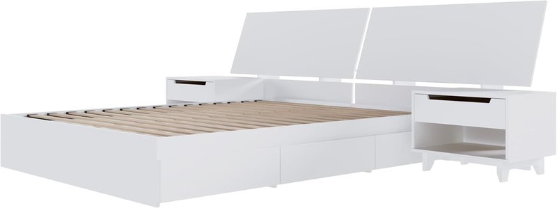 Nexera Oslo 4-Piece Reversible Storage Bedroom Set, White, Queen Queen White