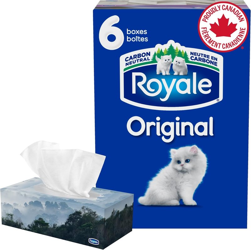Royale Original 2 Ply Facial Tissue, 6 Tissue Boxes, 126 Tissues per Box