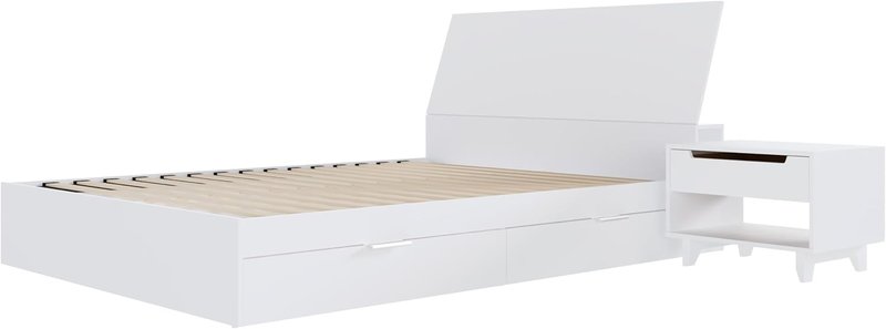 Nexera Porter 3-Piece Dual Storage Bedroom Set, White, Queen Queen White