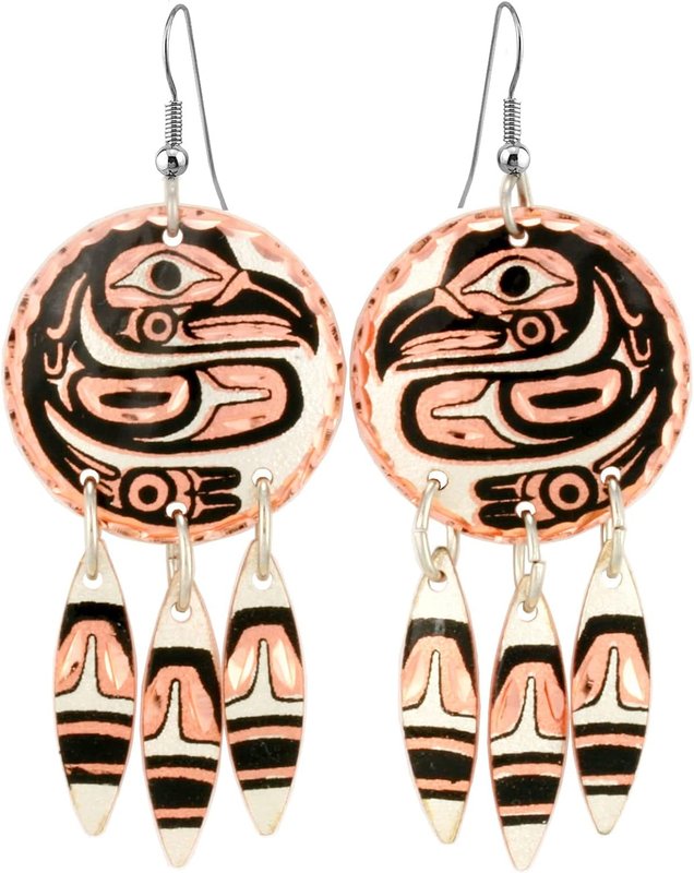 Northwest Native Totem Earrings of West Coast Earrings, Eagle Totem, Bear Totem, Raven Totem, Totem Mask, Wolf Haida Inian Jewelry Canadian Eagle