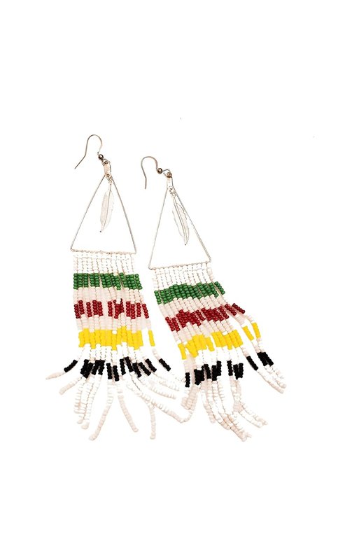 Hudson Bay Blanket Inspired Seed Bead Earrings: Native American Cottagecore Handmade Gift