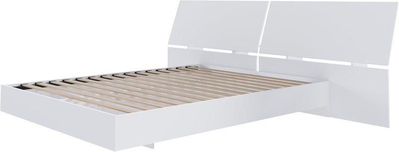 Nexera Oslo 2-Piece Floating Platform Bed Set, White, Queen Queen White