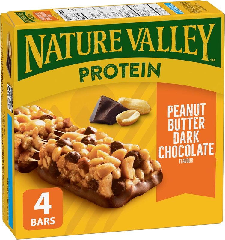 NATURE VALLEY Peanut Butter Dark Chocolate Protein Bars, Snack Bars, Granola Bars, Made with Real Peanuts, Source of Protein, Pack of 4 Protein Bars