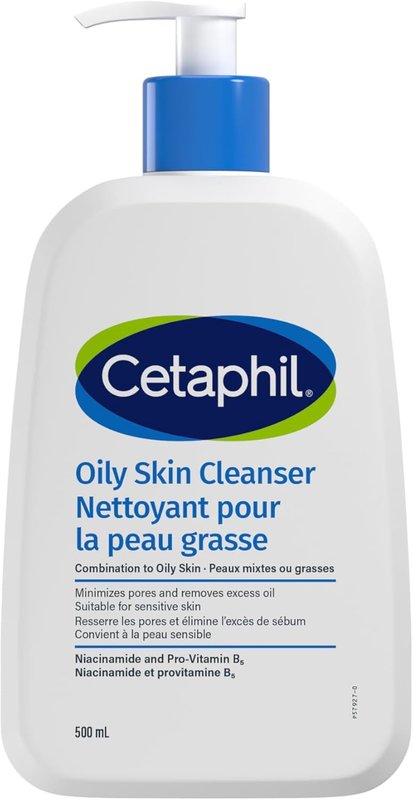Cetaphil Oily Skin Cleanser (500ml) - Gentle Foaming Daily Facial Cleanser, Ideal Face Wash for Sensitive, Acne Prone, Combination to Oily Skin, Dermatologist Recommended Oily Skin Cleanser (500 ml)