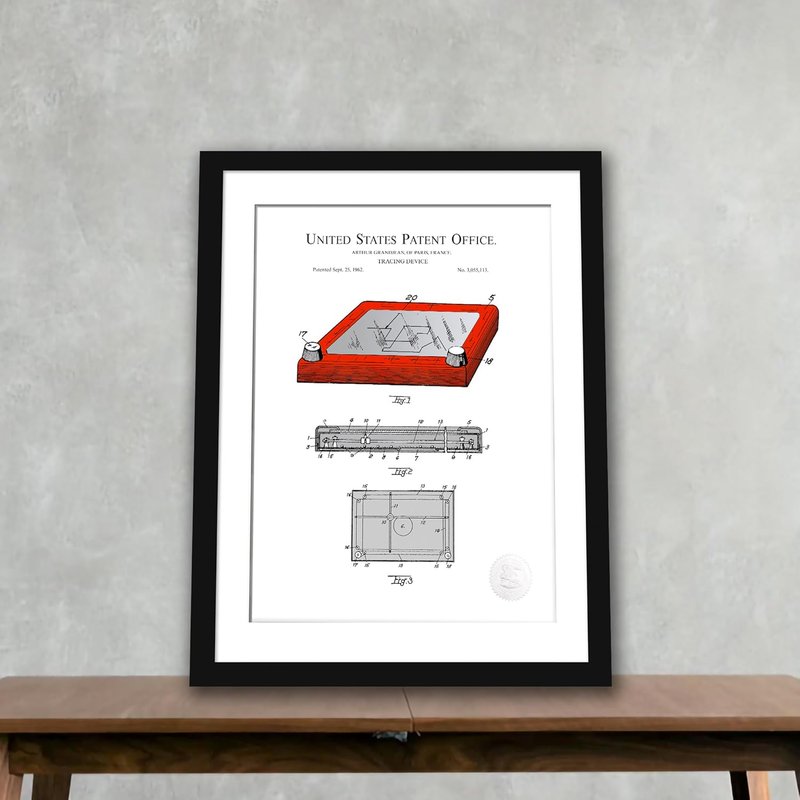 Vintage Kids Room Decor | 1962 Tracing Toy Patent | Available as Prints or Framed | Playroom Wall Art | White Background | (24x32" - Print Only)