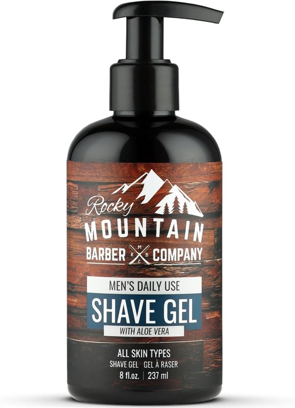 Men's Shave Gel - Clear Shaving Gel So You Can See Where You Are Shaving – Made in Canada - For Full Shaves and Tightening Beard Lines - 8oz by Rocky Mountain Barber Company
