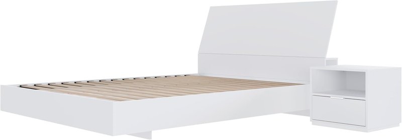 Nexera Porter 3-Piece Floating Platform Bedroom Set, White, Double Full White