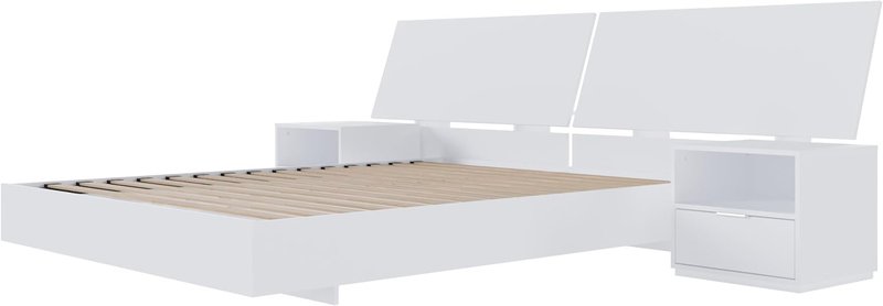 Nexera Oslo 4-Piece Floating Platform Bedroom Set, White, Queen Queen White