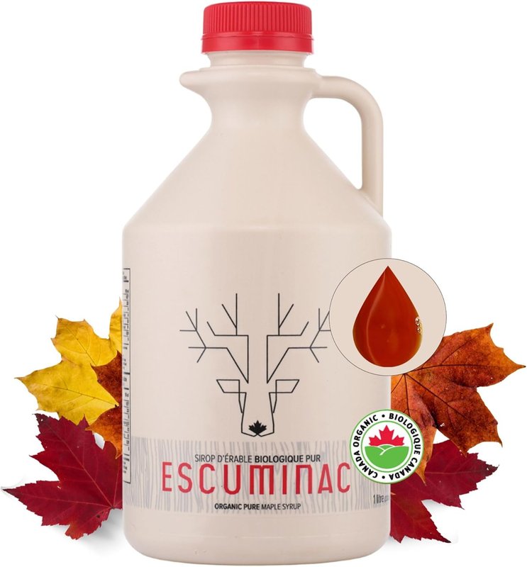 Escuminac Great Harvest Maple Syrup – 1L (33.8 fl oz) | Grade A Dark Robust | Pure Organic Canadian | Most Versatile for Cooking & Finishing | Single-Origin, Unblended