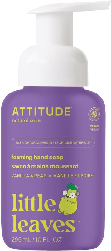 ATTITUDE Foaming Hand Soap for Kids, Made in Canada, EWG Verified, Plant- and Mineral-Based Ingredients, Vegan and Cruelty-free, Vanilla and Pear 295 mL Vanilla & Pear 295 ml (Pack of 1)