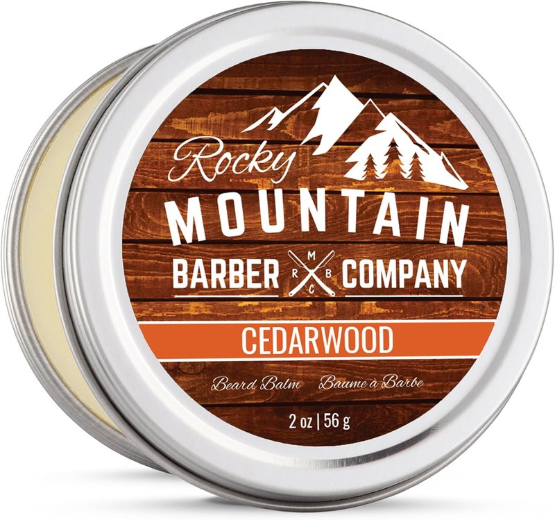 Beard Balm - Rocky Mountain Barber - 100% Natural - Premium Wax Blend with Cedarwood Scent, Nutrient Rich Bees Wax, Jojoba, Tea Tree, Coconut Oil