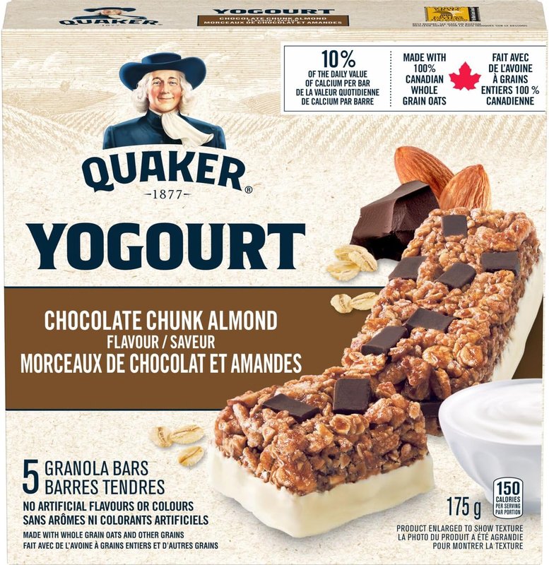 Quaker Yogourt Chocolate Chunk Almond Flavour Granola Bars (5 bars x 35g)