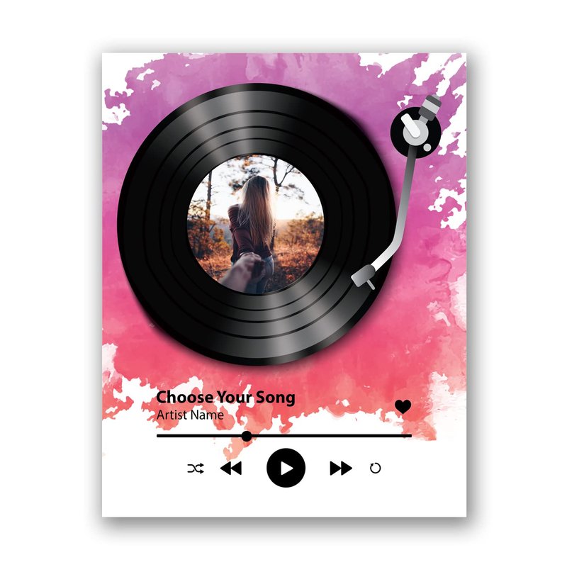 [SF Customizables] Choose Your Song Custom Photo With Watercolor Record Vinyl Music Poster Print Wall Art