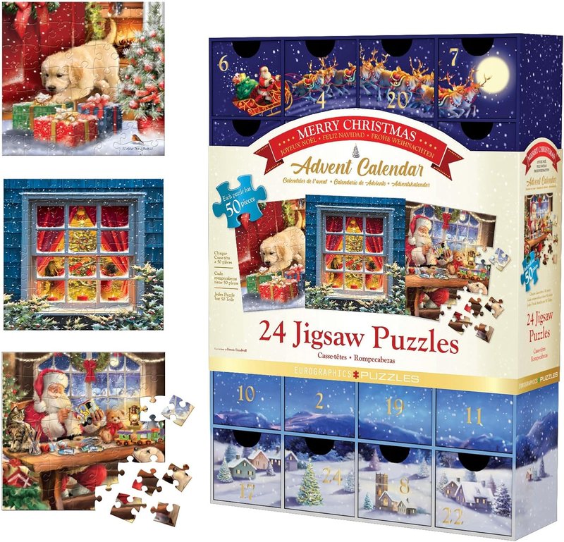 Eurographics Classic Christmas by Simon Treadwell Advent Calendat with 24 Christmas Jigsaw Puzzles (8924-5735)