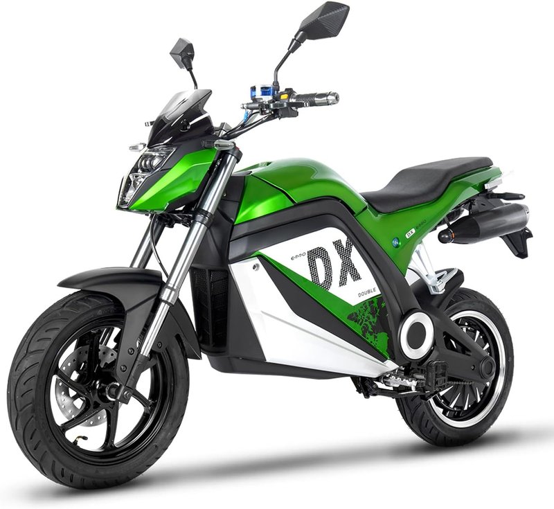 EMMO DX Electric Bike - Electric Motorcycle eBike - 72V - 55km Range - Red - Super Torque QS Motor Green 72V/20Ah SLA Battery