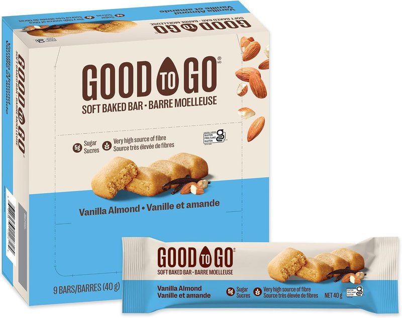 Good To Go Soft Baked Bar – Vanilla Almond, Gluten Free, Vegan, High Fibre Snack, 9 x 40g Bars