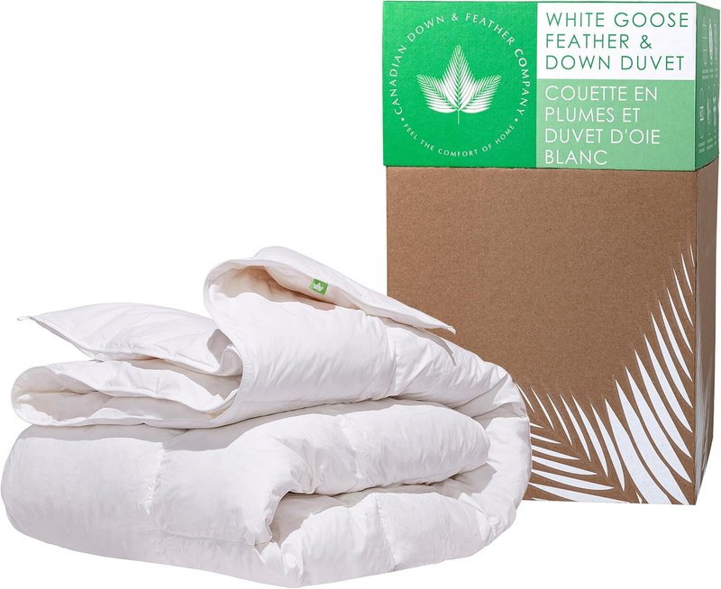 Canadian Down & Feather Co. - All Season Weight White Goose Feather & Down Duvet King Size - 260 TC Shell 100% Cotton - Oeko TEX Certified King All Season Weight
