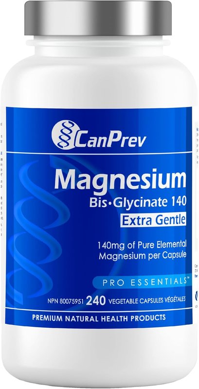 CanPrev Magnesium Bis-Glycinate 140 Extra Gentle, 240 V-Caps 120-Day Supply - Pure Magnesium for Muscle Support, Restful Night & Relaxation, Chelated TRAACS Formula, Vegetarian & Gentle on the Stomach 240 count (Pack of 1)