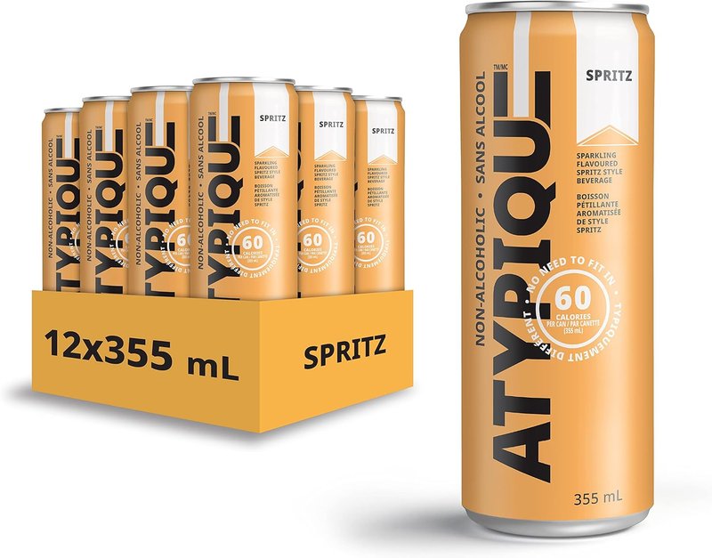Atypique Non-Alcoholic Cocktail, Spritz, 355 mL, 12-Count Spritz 1 Count (Pack of 12)